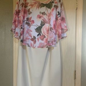 Connected Apparel Dress, size 20W , cream with printed popover bodice